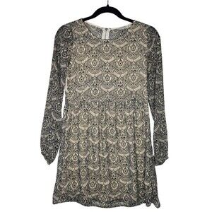 Abercrombie & Fitch Whimsigoth Sheer Longsleeve Dress Fully Lined Lace Back XS